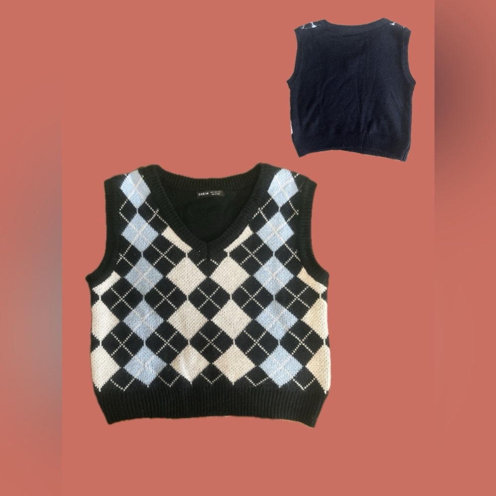 Sleeveless flannel sweater